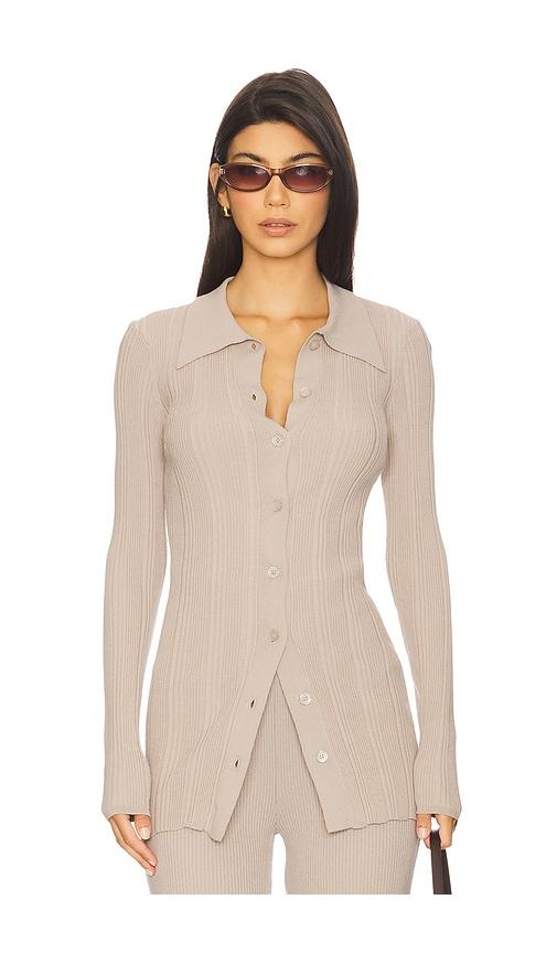 remain rib knit cardigan in beige. - size l (also in xl)