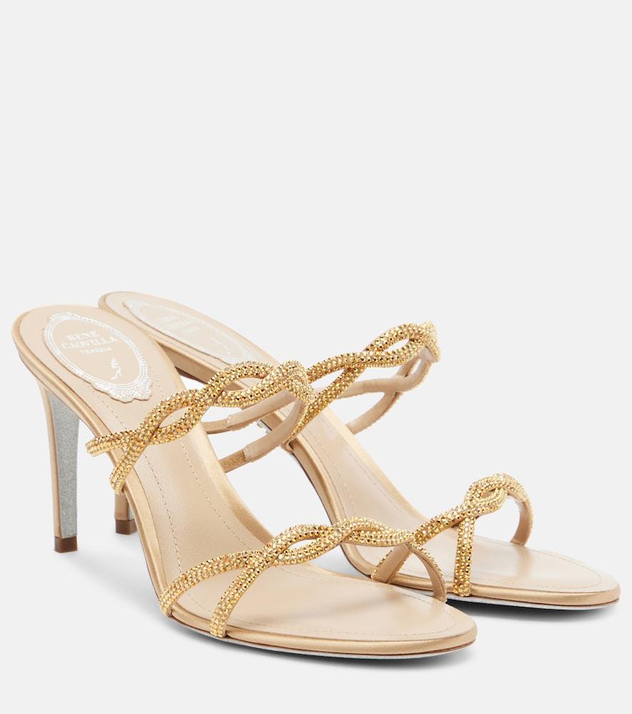 rene caovilla braid crystal-embellished satin sandals