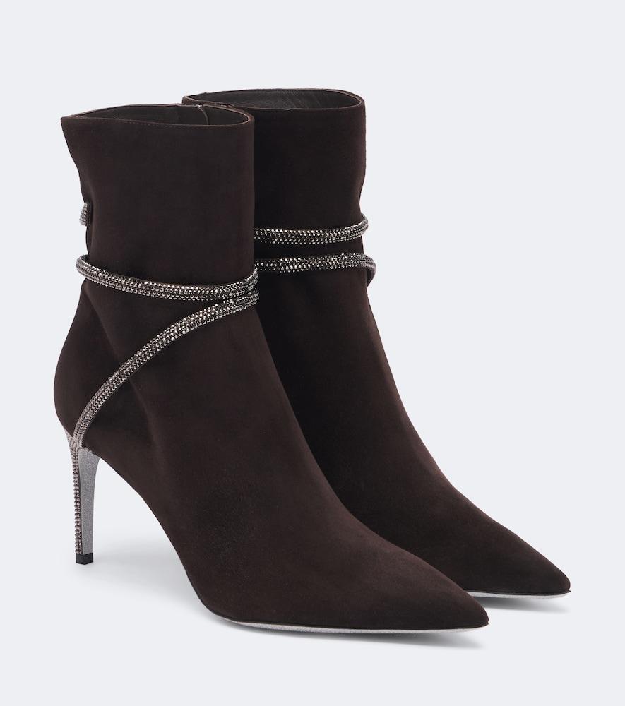 rene caovilla cleo embellished suede ankle boots
