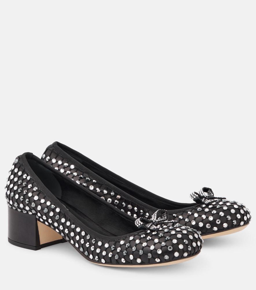 rene caovilla crystal-embellished leather pumps