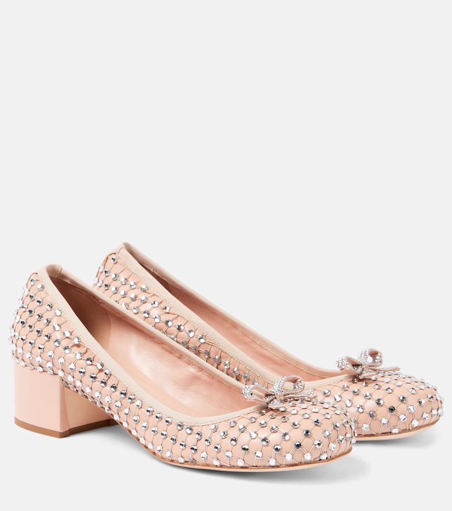rene caovilla crystal-embellished leather pumps