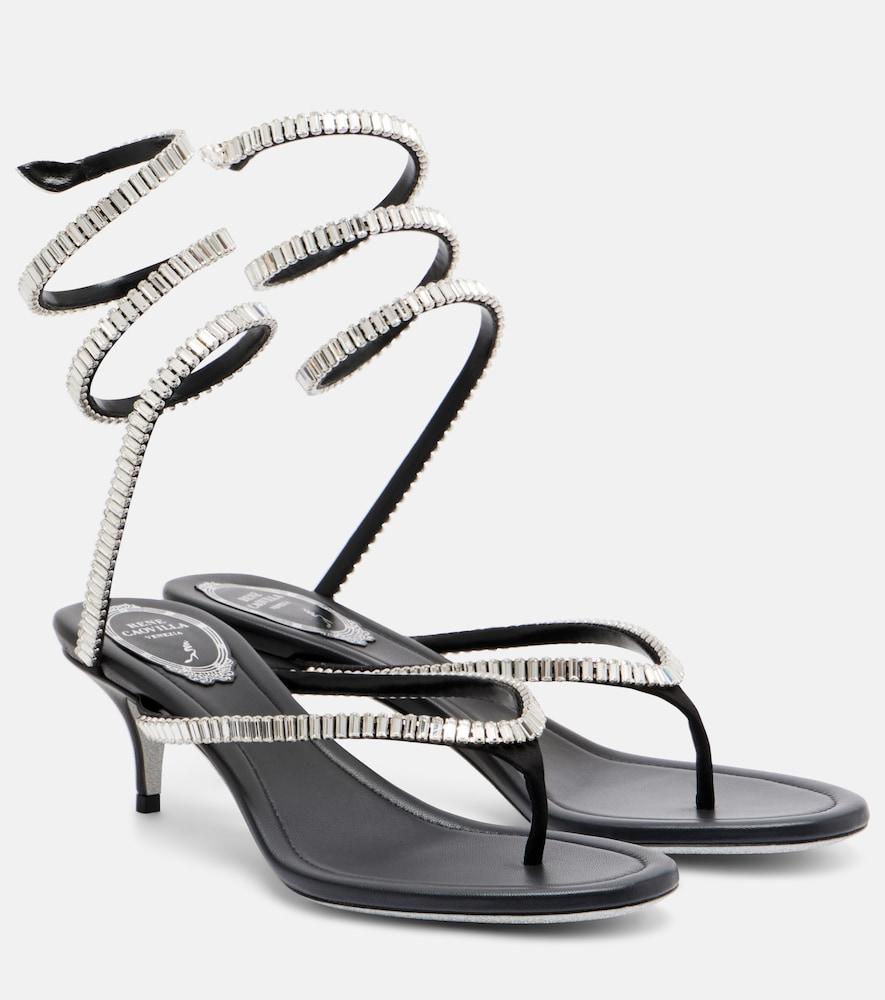 rene caovilla embellished satin thong sandals