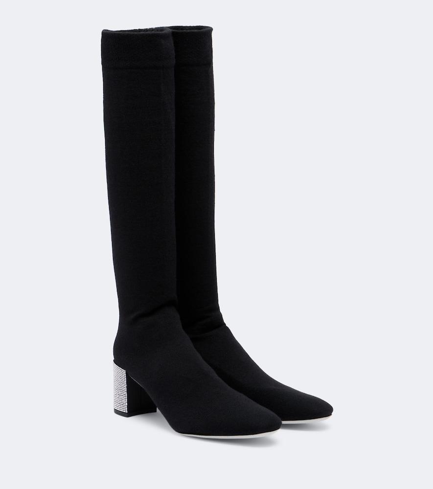 rene caovilla sonia crystal-embellished knee-high boots