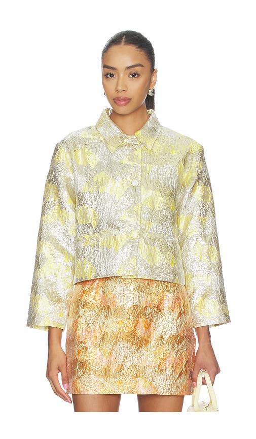 renggli brocade jacket in metallic silver,yellow. - size l (also in m, s)