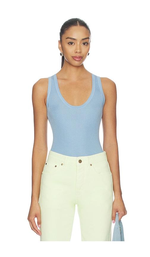 renggli scoop neck rib tank in blue. - size l (also in m)