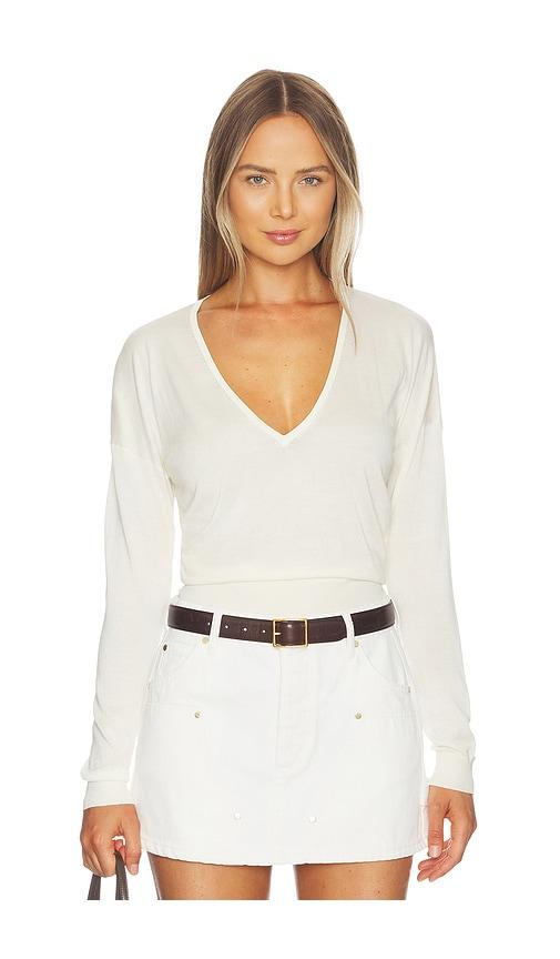renggli silk cashmere v neck sweater in white. - size l (also in m, xl)