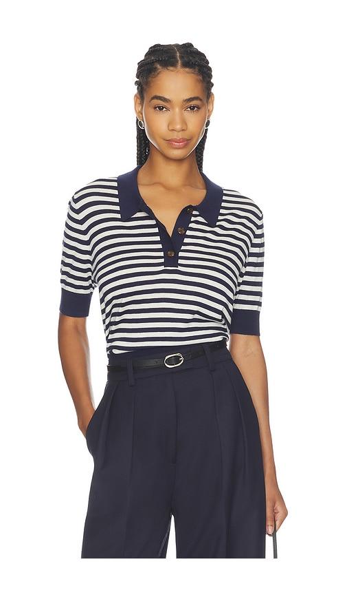 renggli stripe knit polo in navy. - size m (also in xs, s)