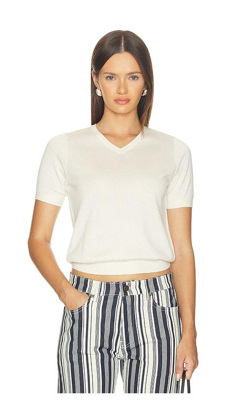 renggli v-neck knit tee in white. - size m (also in xxs, xs, s)