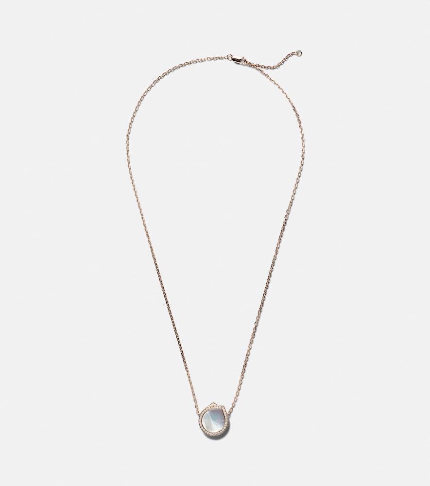 repossi antifer 18kt rose gold necklace with mother of pearl and diamonds
