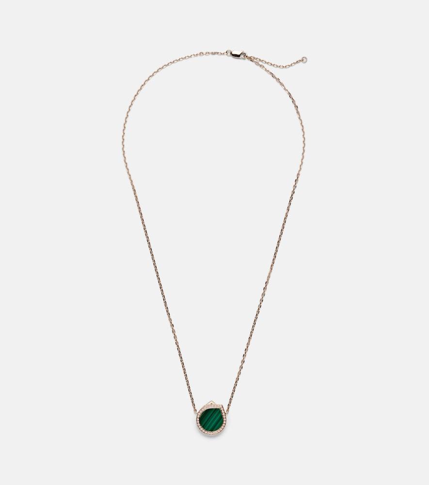 repossi antifer 18kt rose gold pendant necklace with malachite and diamonds