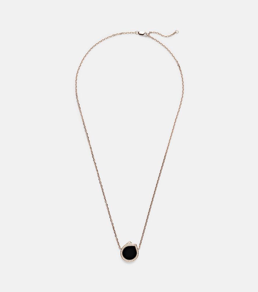 repossi antifer 18kt rose gold pendant necklace with onyx and diamonds
