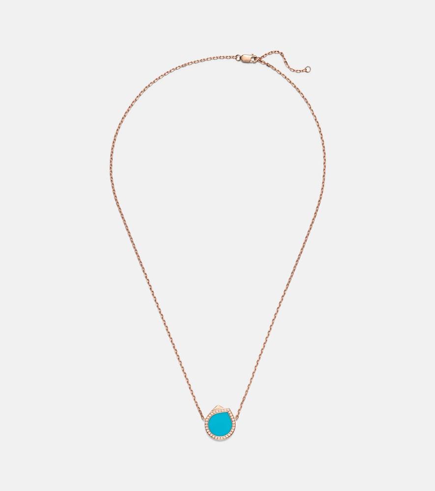 repossi antifer 18kt rose gold pendant necklace with turquoise and diamonds