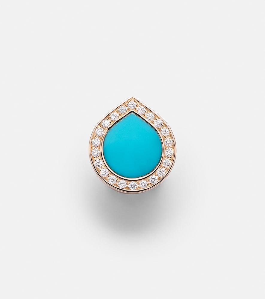 repossi antifer 18kt rose gold single earring with turquoise and diamonds