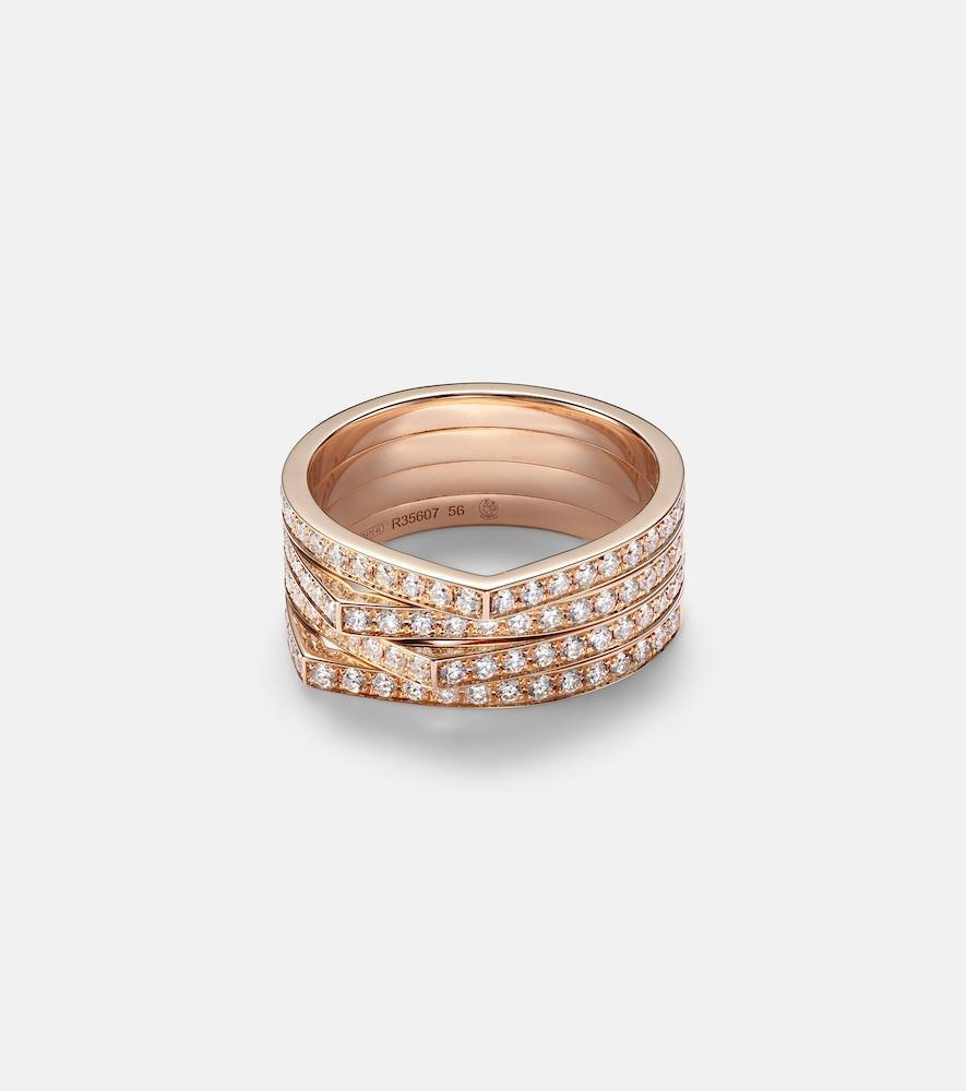 repossi antifer 4 rows 18kt rose gold ring with diamonds