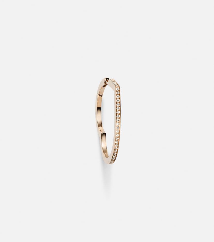 repossi antifer heart large 18kt rose gold single hoop earring with diamonds