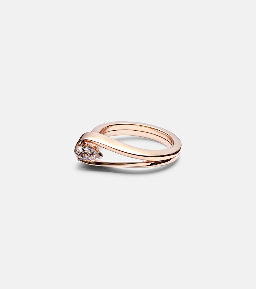 repossi serti inversé 18kt rose gold ring with diamond