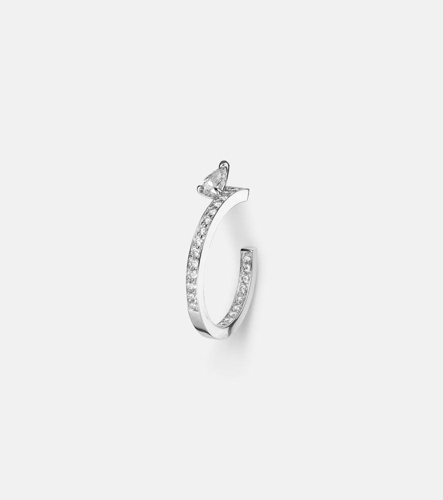 repossi serti sur vide 18kt white gold single hoop earring with diamonds