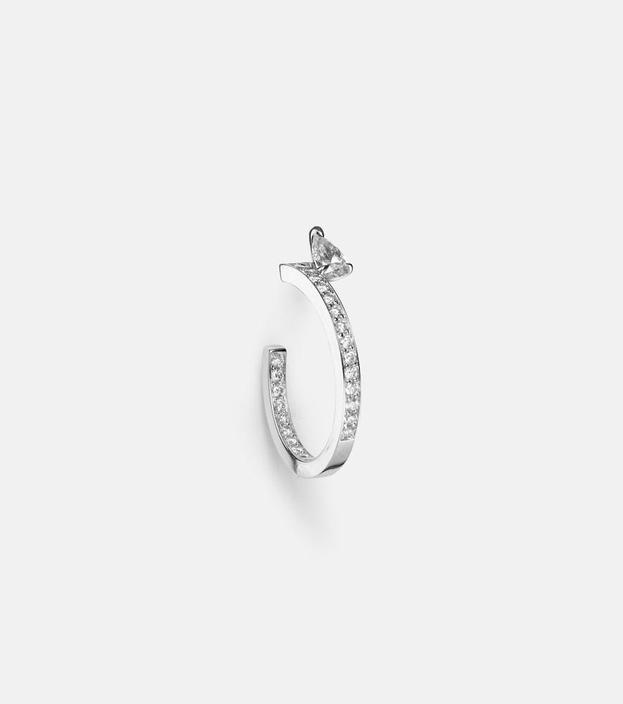 repossi serti sur vide 18kt white gold single hoop earring with diamonds