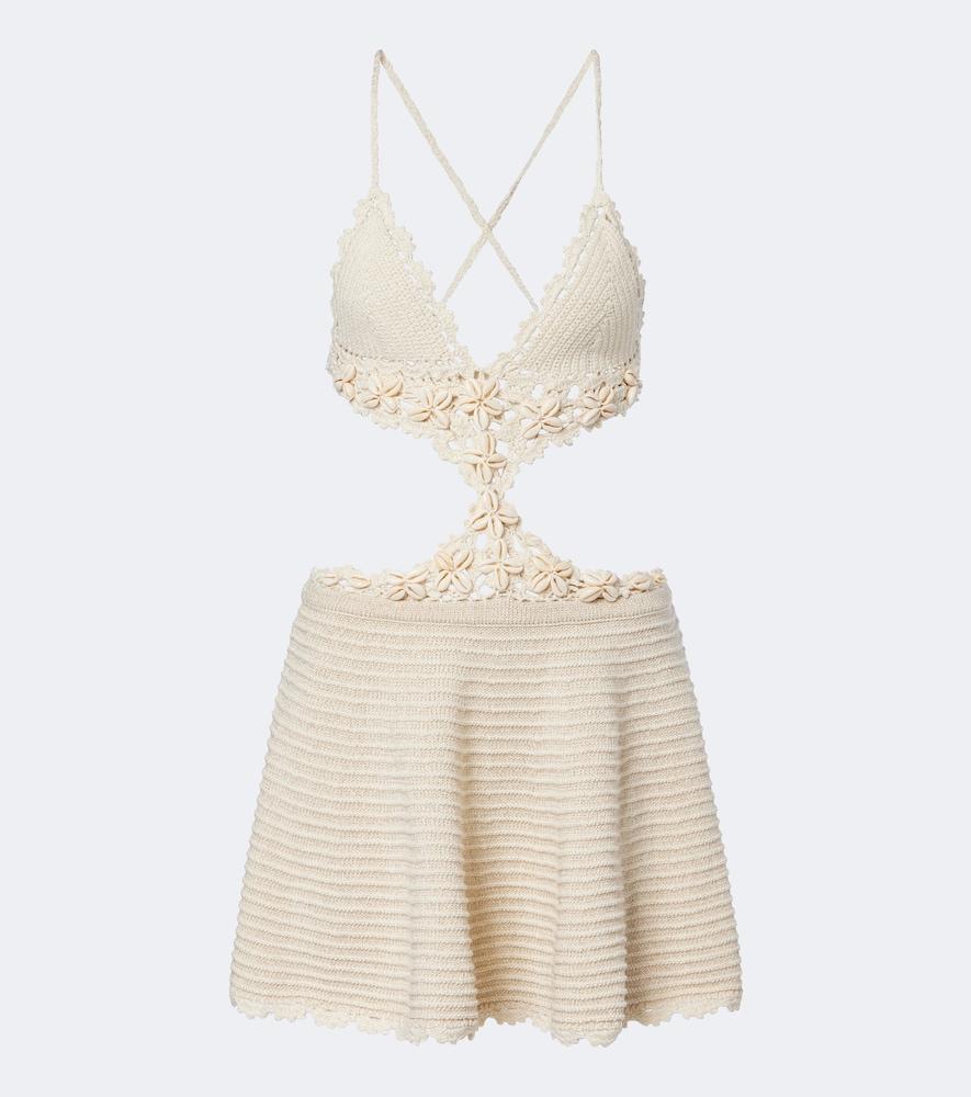 retrofête aisola cotton-blend crochet minidress