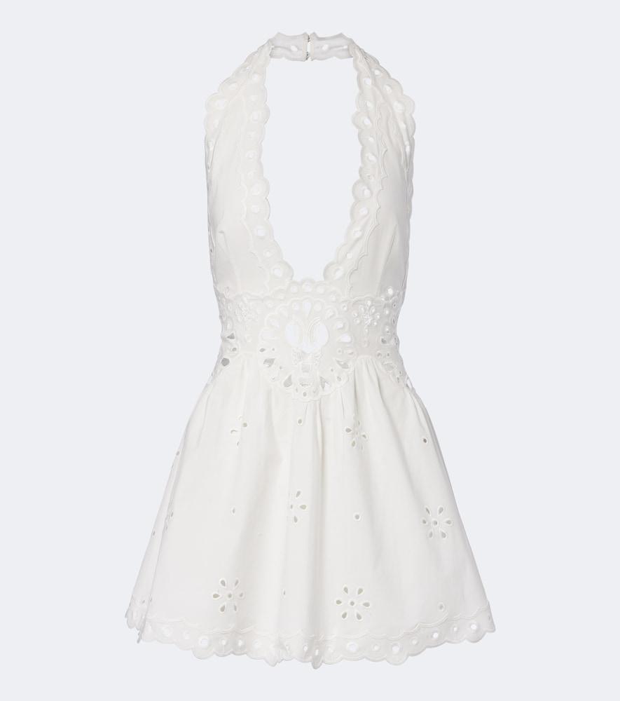 retrofête broderie anglaise cotton-blend minidress