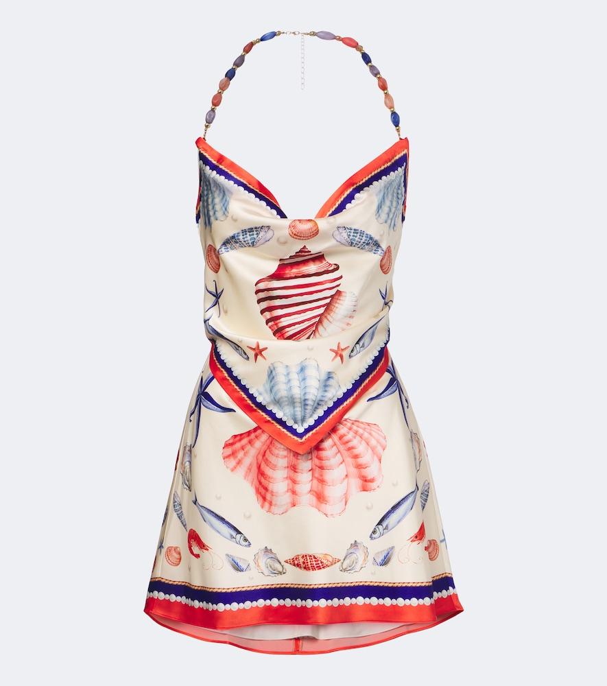 retrofête creta embellished silk-blend satin minidress