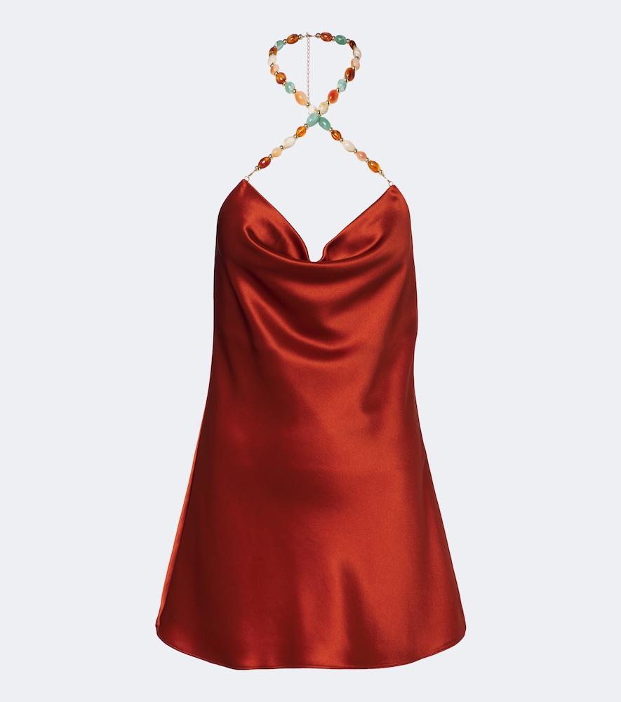 retrofête marvel beaded satin minidress