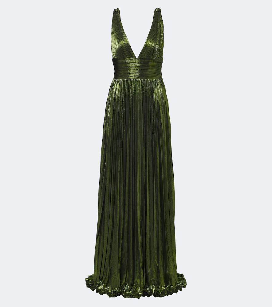 retrofête perindo plissé lamé gown
