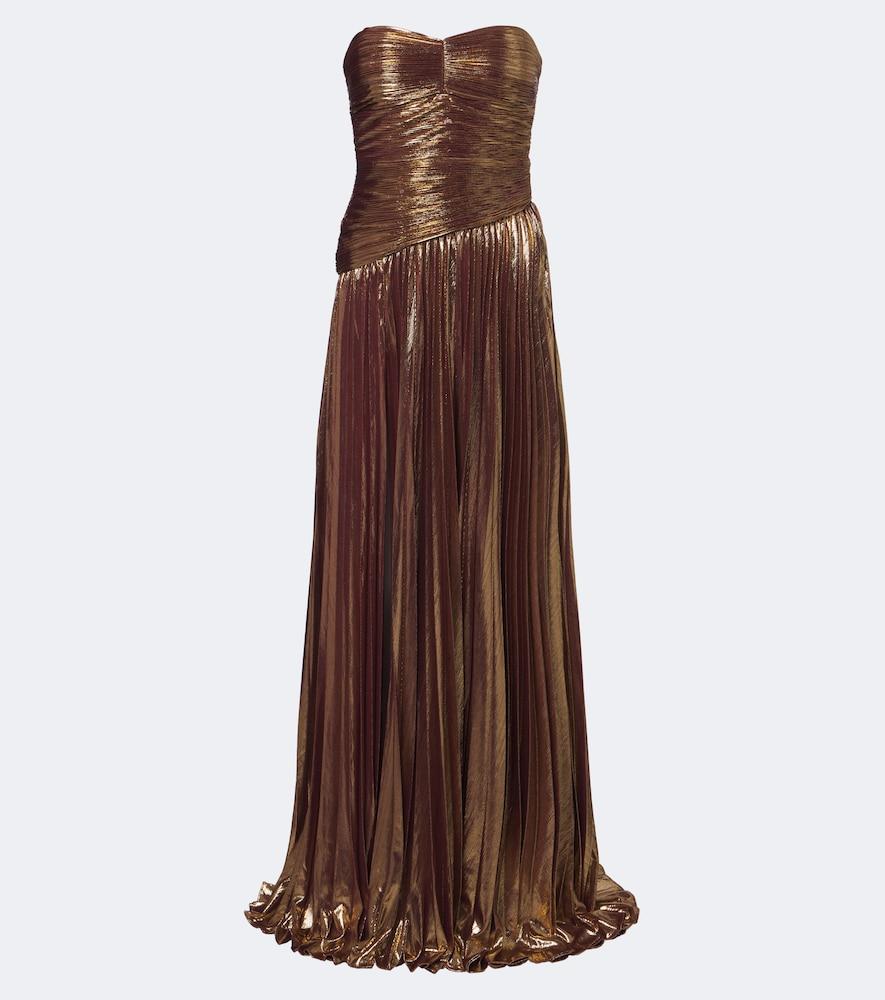 retrofête sabba plissé lamé gown