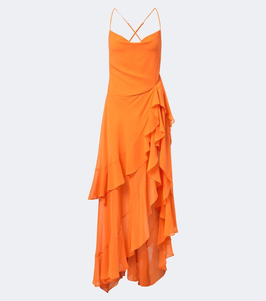 retrofête samara gathered chiffon maxi dress