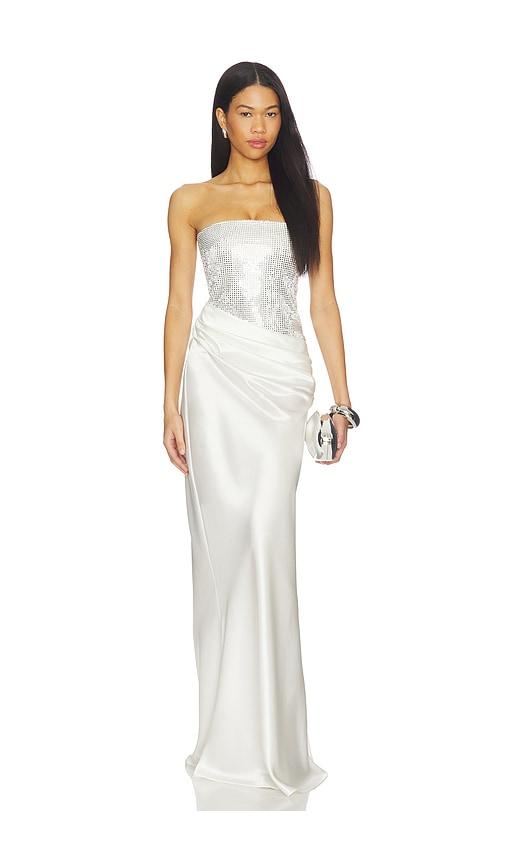 retrofete alexandra dress in metallic silver,white. - size m (also in s, xs, xxs)