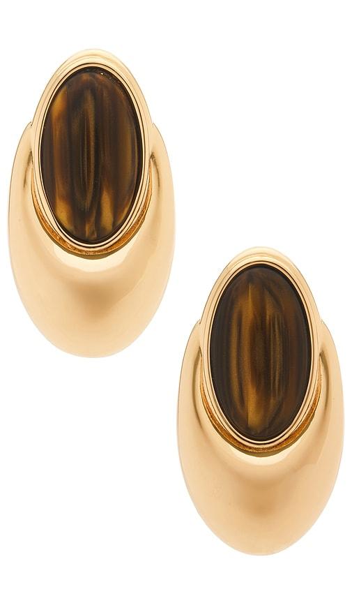 retrofete blare earring in metallic gold,brown.