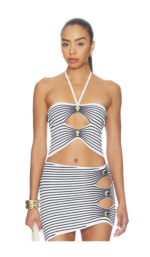 retrofete brea knit top in white,navy. - size l (also in xs, s, m, xl)
