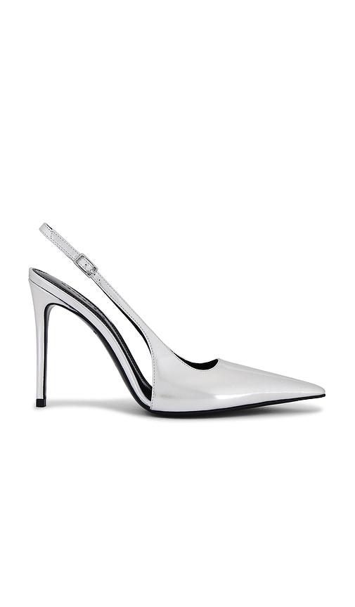 retrofete cindy slingback heel in metallic silver. - size 36.5 (also in 37, 37.5, 38, 38.5, 39)