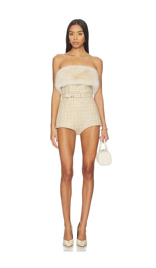 retrofete concetta tweed romper in neutral. - size m (also in xs, s)