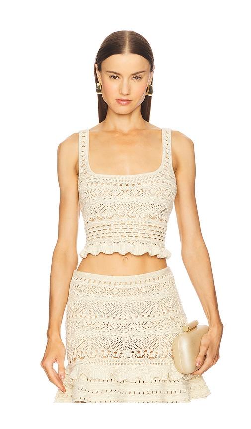 retrofete damira crochet top in beige. - size l (also in m)