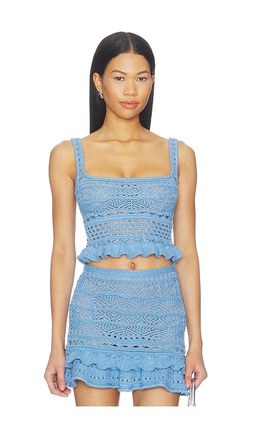 retrofete damira crochet top in blue. - size l (also in s, m, xl)