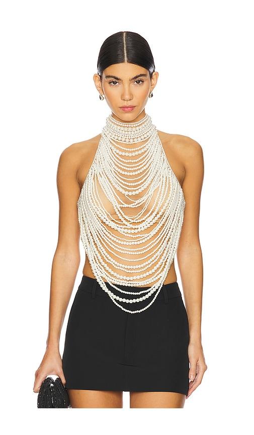 retrofete elsie pearl top in white. - size l (also in s)