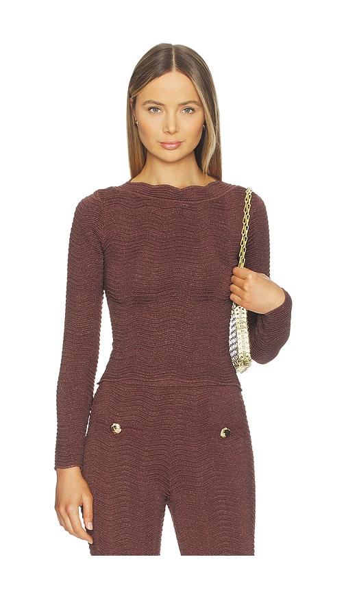 retrofete galina knit top in chocolate. - size l (also in xs, s, m, xl)