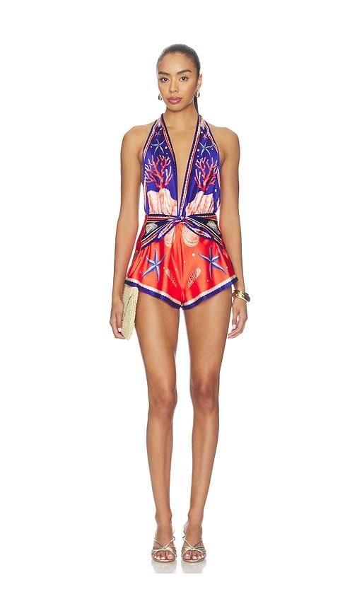 retrofete ledda romper in blue,red. - size l (also in xs, s)