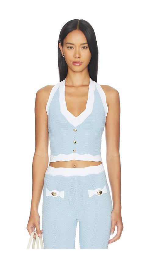 retrofete leena top in baby blue. - size l (also in s, m)