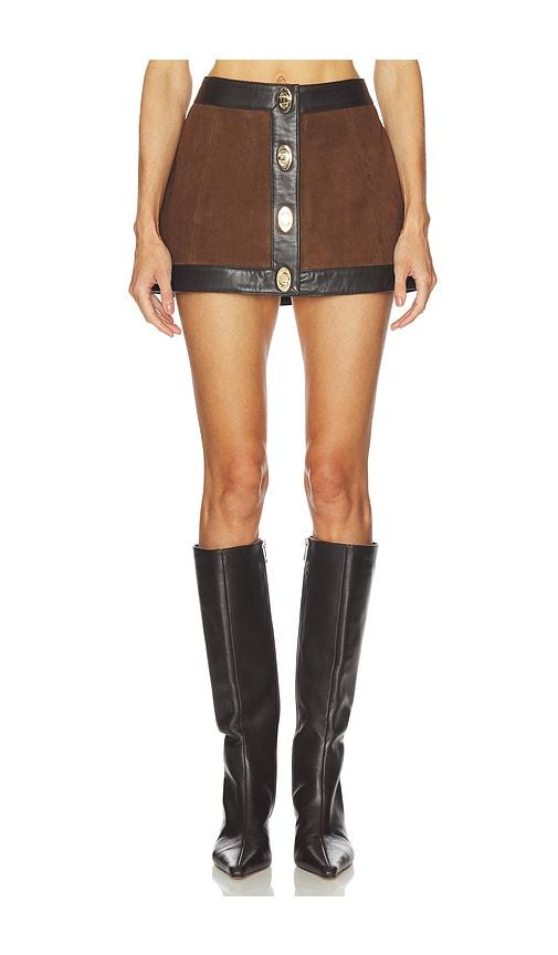 retrofete lisbeth leather skirt in chocolate. - size l (also in s, m)