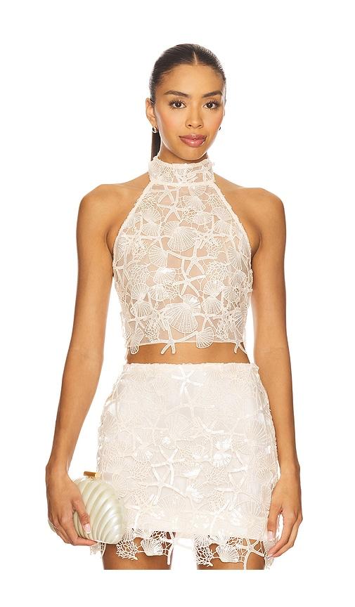 retrofete louelle sequin top in beige. - size l (also in m, s, xs)