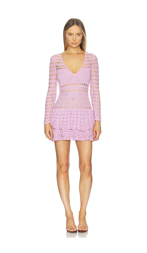 retrofete lujayn crochet dress in lavender. - size l (also in m, s, xl, xs)