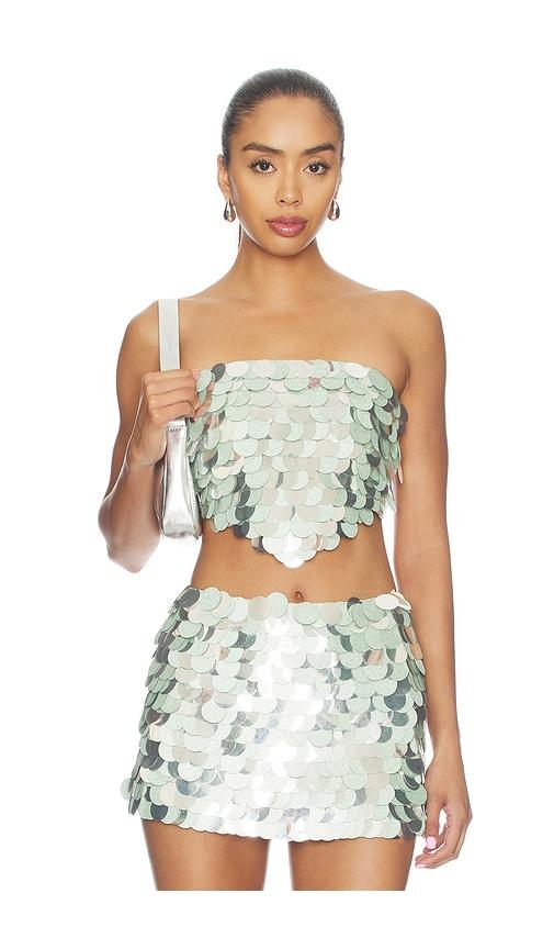 retrofete maeva sequin top in green. - size l (also in xs, s, m)