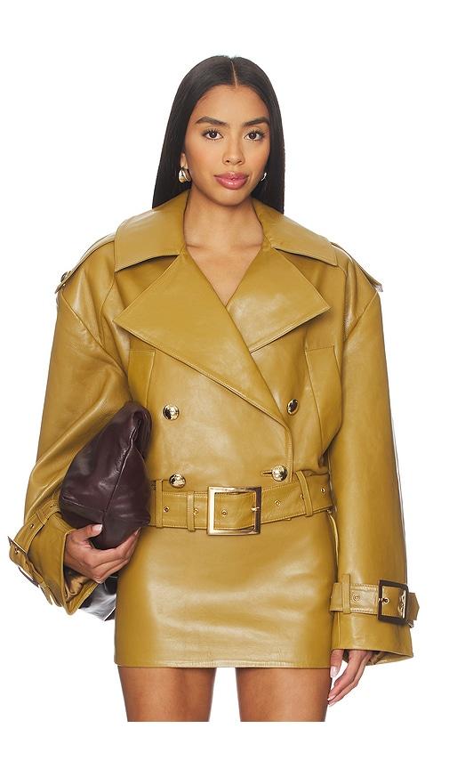 retrofete malene leather jacket in olive. - size m (also in xs, s)