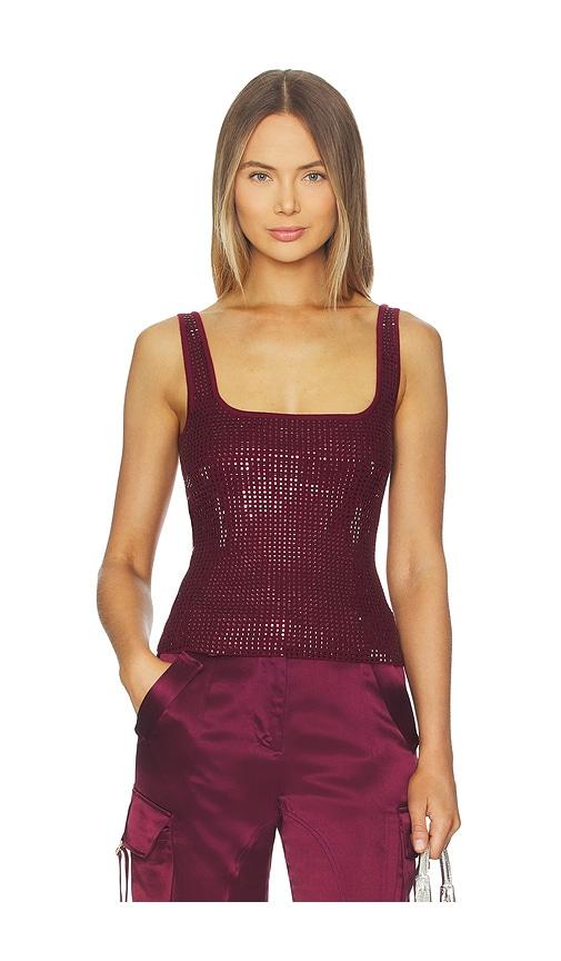retrofete marzia embellished top in burgundy. - size l (also in m, xl)