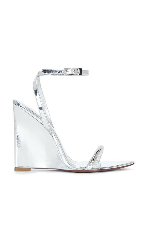 retrofete nola wedge sandal in metallic silver. - size 36.5 (also in 37.5, 38, 38.5, 39, 39.5)