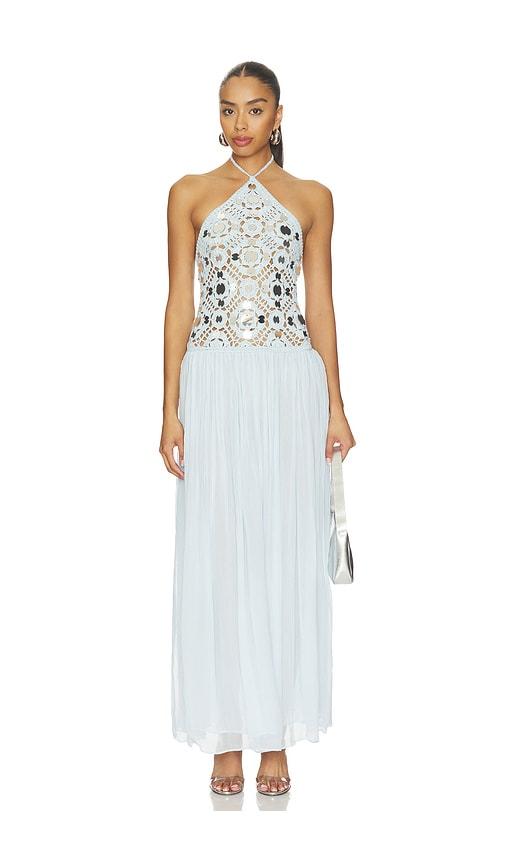 retrofete odetta crochet dress in baby blue. - size l (also in m, s, xl)