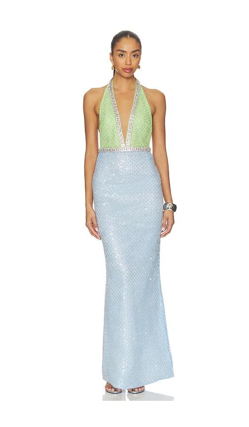 retrofete pixi embroidered dress in baby blue,mint. - size s (also in xs)