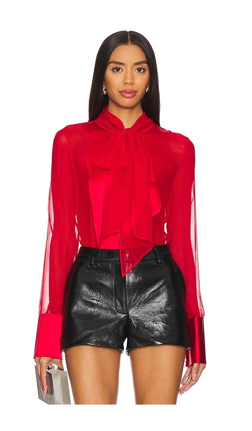 retrofete suri silk blouse in red. - size xl (also in xs)